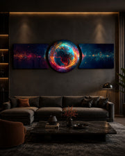Glowing Cosmic Planet 3 Piece Glass Wall Art