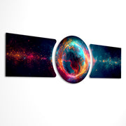 Glowing Cosmic Planet 3 Piece Glass Wall Art