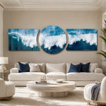 Crashing Blue Ocean Wave 3 Piece Glass Wall Art