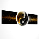 Golden Black Yin Yang Balance 3 Piece Glass Wall Art
