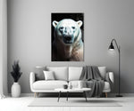 Polar Bear's Gaze Glass Wall Art || Designer Collection