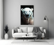 Polar Bear's Gaze Glass Wall Art || Designer Collection
