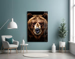 Bear, the Wise Man of the Forest Glass Wall Art || Designer Collection