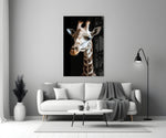 Light Colored Giraffe Portrait Glass Wall Art || Designer Collection