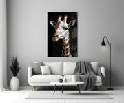 Light Colored Giraffe Portrait Glass Wall Art || Designer Collection