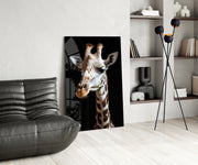 Light Colored Giraffe Portrait Glass Wall Art || Designer Collection