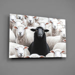 The Difference of the Black Lamb Flock Glass Wall Art || Designer Collection