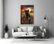 Autumn Cat Glass Wall Art || Designer Collection