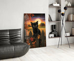 Autumn Cat Glass Wall Art || Designer Collection