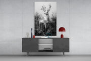 Monochrome Deer Glass Wall Art || Designer Collection