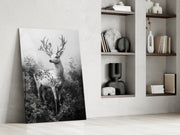 Monochrome Deer Glass Wall Art || Designer Collection