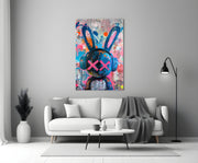 Graffiti Rabbit Glass Wall Art || Designer Collection