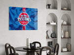 The fluctuating Detroit Pistons Glass Wall Art || Designer Collection