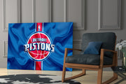 The fluctuating Detroit Pistons Glass Wall Art || Designer Collection
