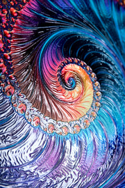 3D-Reliefgemälde – Bunte Spirale – Türkis, Violett & Magenta – Luxuriöse Wanddekoration