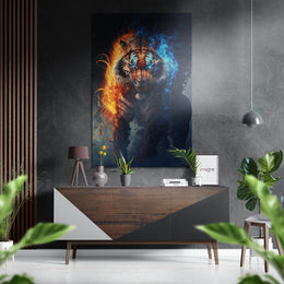 Tijger in vuur – Dibond Schilderij