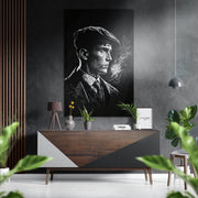 Rokende man in platte pet noir – Dibond Schilderij