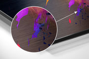 Turkoois Magenta spetters leeuw – Dibond Schilderij