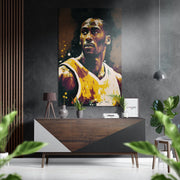 Gele shirt Basketbal speler – Dibond Schilderij
