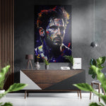 Violet verf streep voetballer portret – Dibond Schilderij