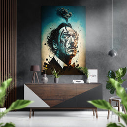 Turkoois rook pluim surrealistisch portret – Dibond Schilderij