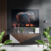Turkoois vlinder gloeiend Amber olifant – Dibond Schilderij