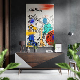 Turkoois hoofd graffiti – Dibond Schilderij