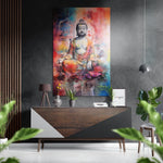 Aquarel Boeddha spetters lotus houding – Dibond Schilderij