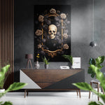 Schedel in Gouden lijst met rozen – Dibond Schilderij