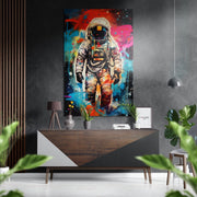 Turkoois spetters graffiti Astronaut – Dibond Schilderij