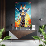 Tropische lucht pilotenbril giraffe – Dibond Schilderij