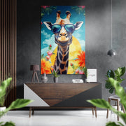 Tropische lucht pilotenbril giraffe – Dibond Schilderij
