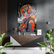 Vrouw en de muziek – Dibond Schilderij