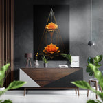Tweeling Oranje lotus Gouden driehoek – Dibond Schilderij
