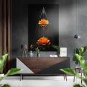 Tweeling Oranje lotus Gouden driehoek – Dibond Schilderij