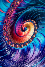 3D-Reliefgemälde – Bunte Spirale – Türkis, Violett & Magenta – Luxuriöse Wanddekoration