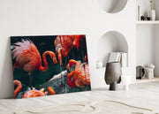 Flamingos Glass Wall Art.