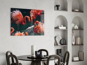Flamingos Glass Wall Art.
