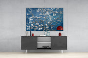 White Flowers Glass Wall Art.