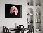 Wolf And Full Moon Glass Wall Art.