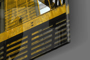 Yellow Stairs Glass Wall Art.
