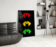 Colored Lips Glass Wall Art.