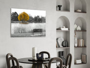 Yellow Tree Glass Wall Art.