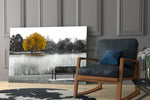 Yellow Tree Glass Wall Art.