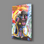 Woman with Earrings Glass Wall Art.