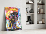 Woman with Earrings Glass Wall Art.