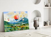 Hot Air Balloons Glass Wall Art.
