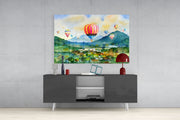 Hot Air Balloons Glass Wall Art.