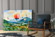 Hot Air Balloons Glass Wall Art.