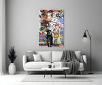 Abstract Genius Physicist Glass Art